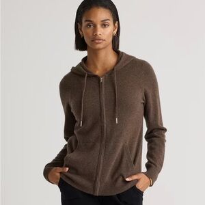 Quince Brown Mongolian Cashmere Full-Zip Hoodie and Tank Set